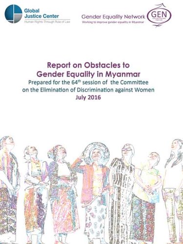 Report on obstacles to gender equality in myanmar  2016 jul